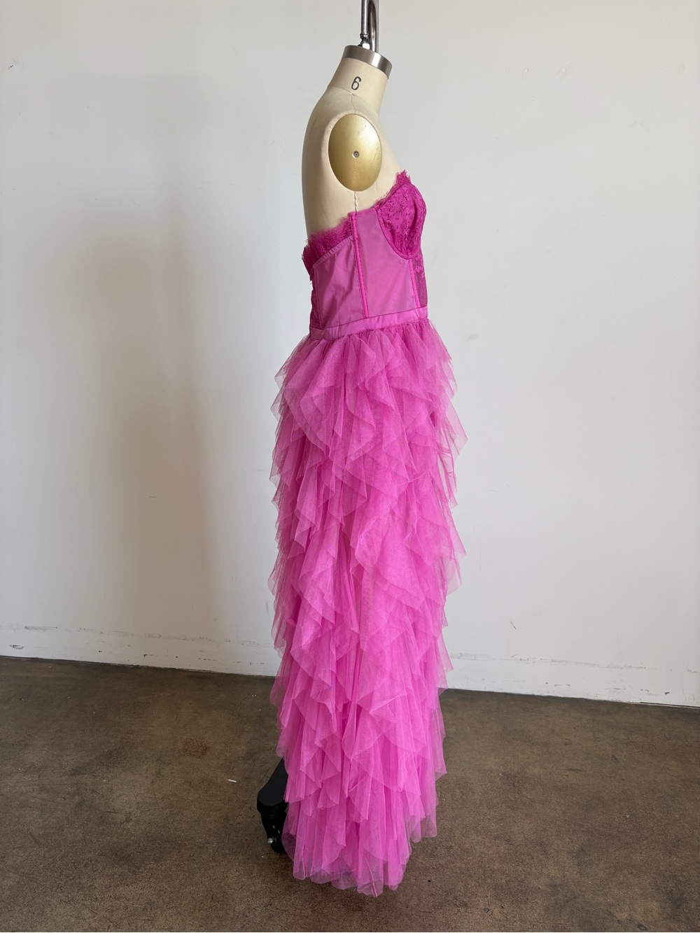 NWT For Love & Lemons Strapless Bustier Dress Gown in Fuchsia Sz Large - Picture 10 of 14